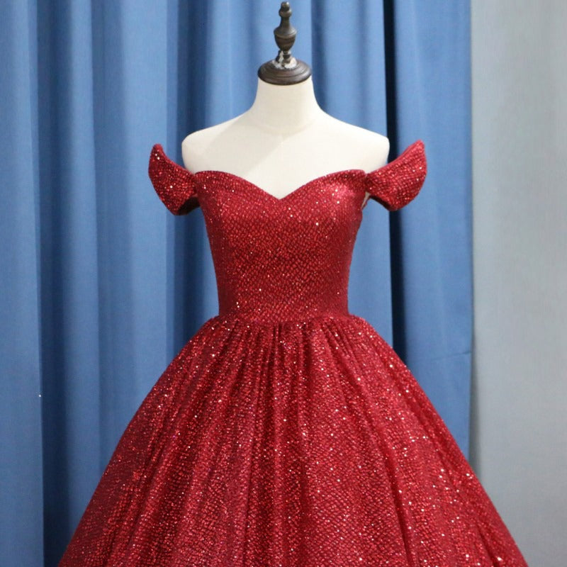 Red Sequins One-shoulder Long Sleeve Party Dress – Dreamdressy
